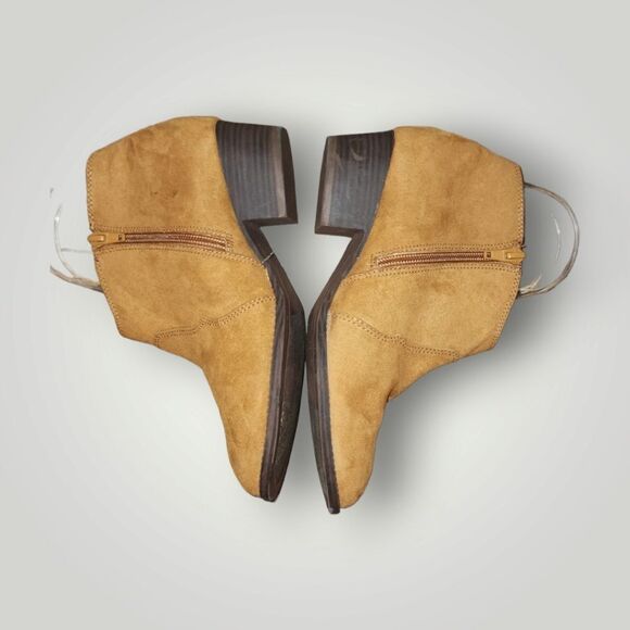 Women’s Western Ankle Boots Size 4 Burnt Ginger Faux-Suede - Picture 5 of 10